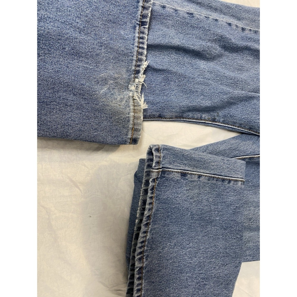 Levi's 517 Bootcut Jeans 40x32 Medium Wash Blue Distressed Hem - Picture 9 of 10